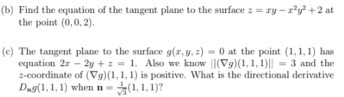 ind the equation of the tangent plane 
